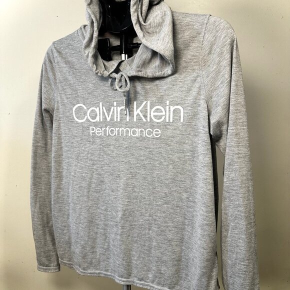 Calvin Klein Performance Hoodie WMNS M Gray Long Sleeve Pullover Activewear - Picture 3 of 13